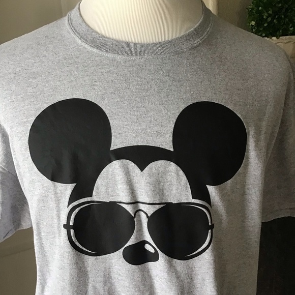 Mouse Ears Shades Mens XL T-Shirt Gildan Short Sleeve Tee Gray Black Sunglasses - Picture 1 of 9